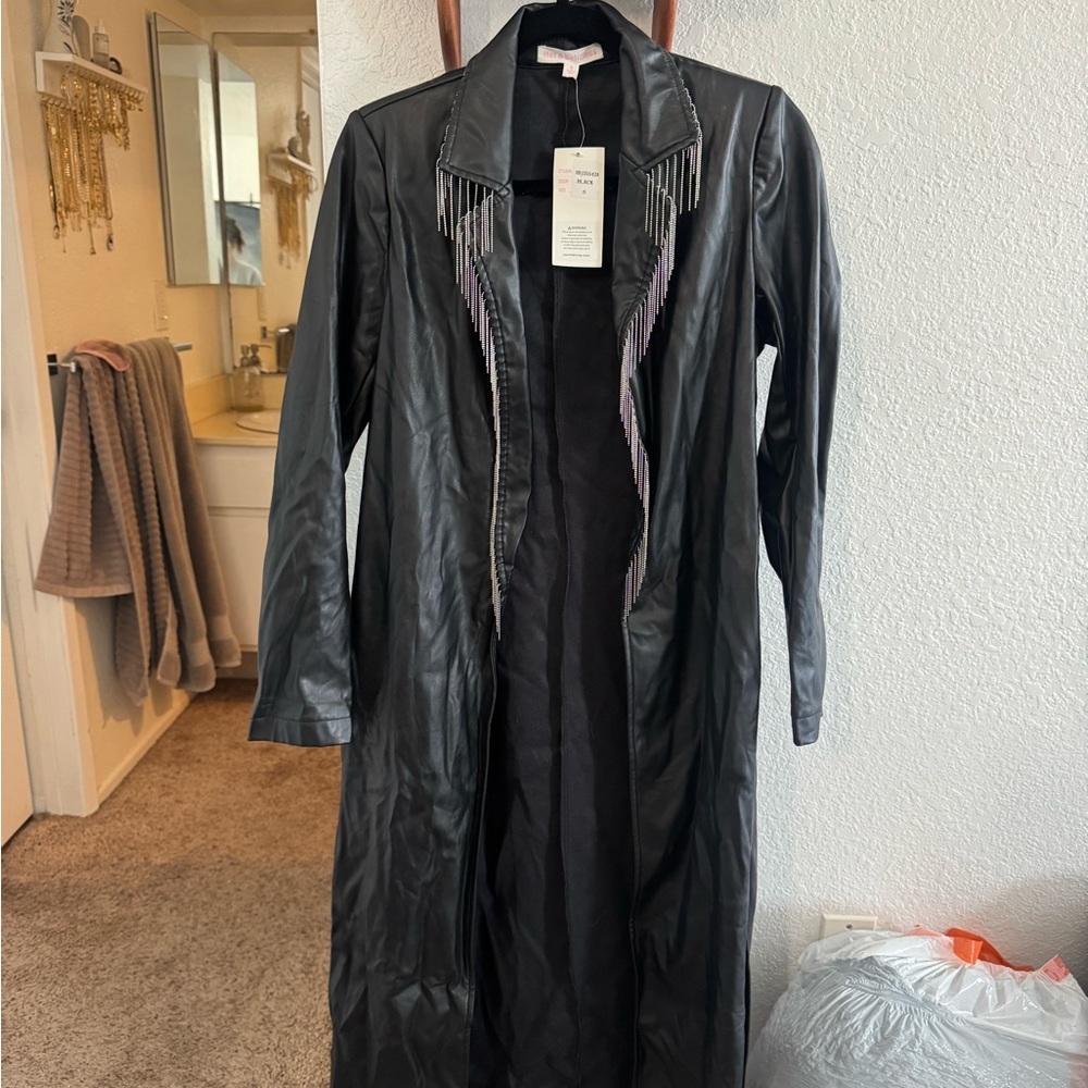 Elegant Black Leather Coat
